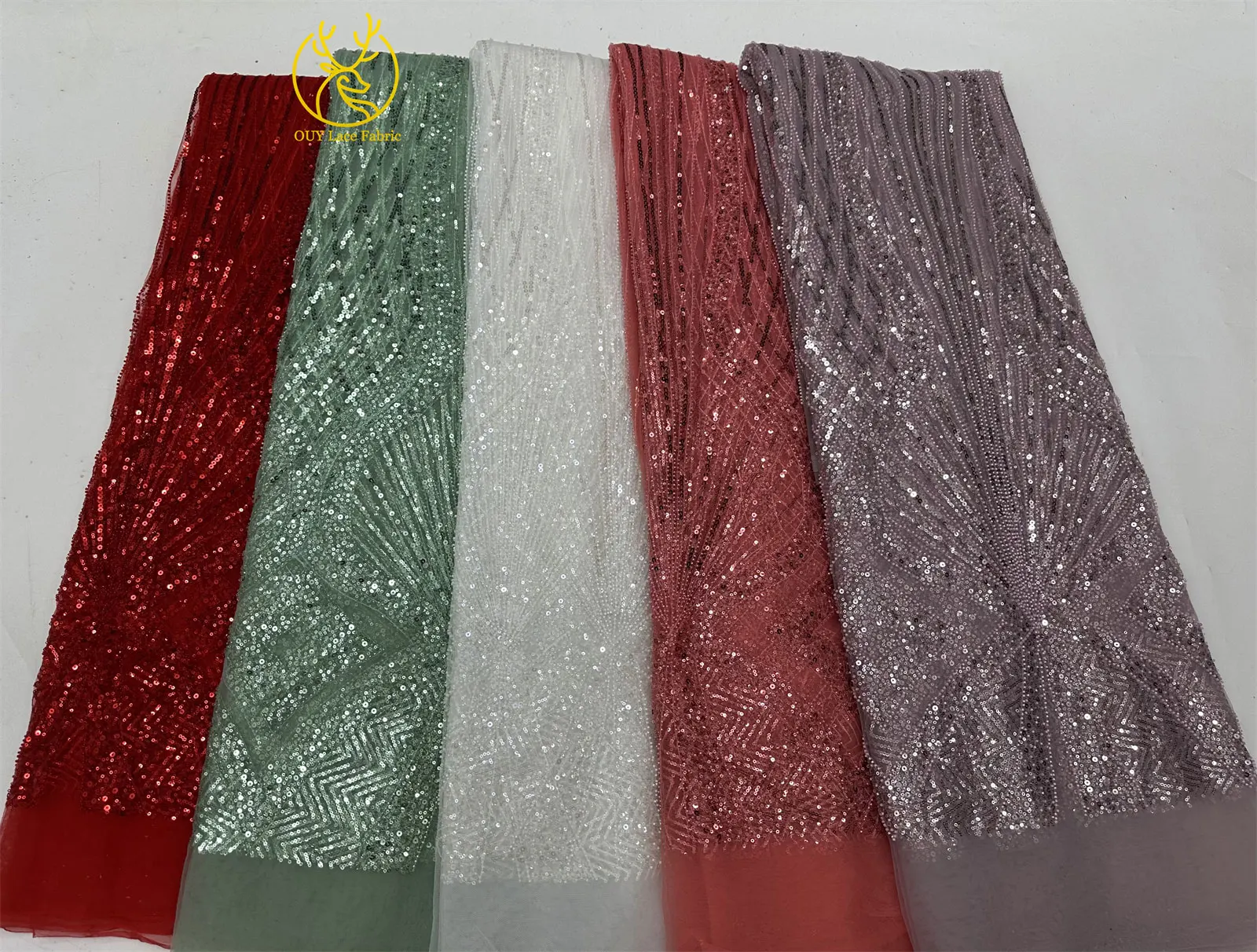 5 Yards Afrikanischer Spitzenstoff 2026 Hochwertiger Französischer Perlen-Pailletten-Spitzenstoff Nigerianischer Tüll-Spitzenstoff für Damen-Abendkleider – Detail 3