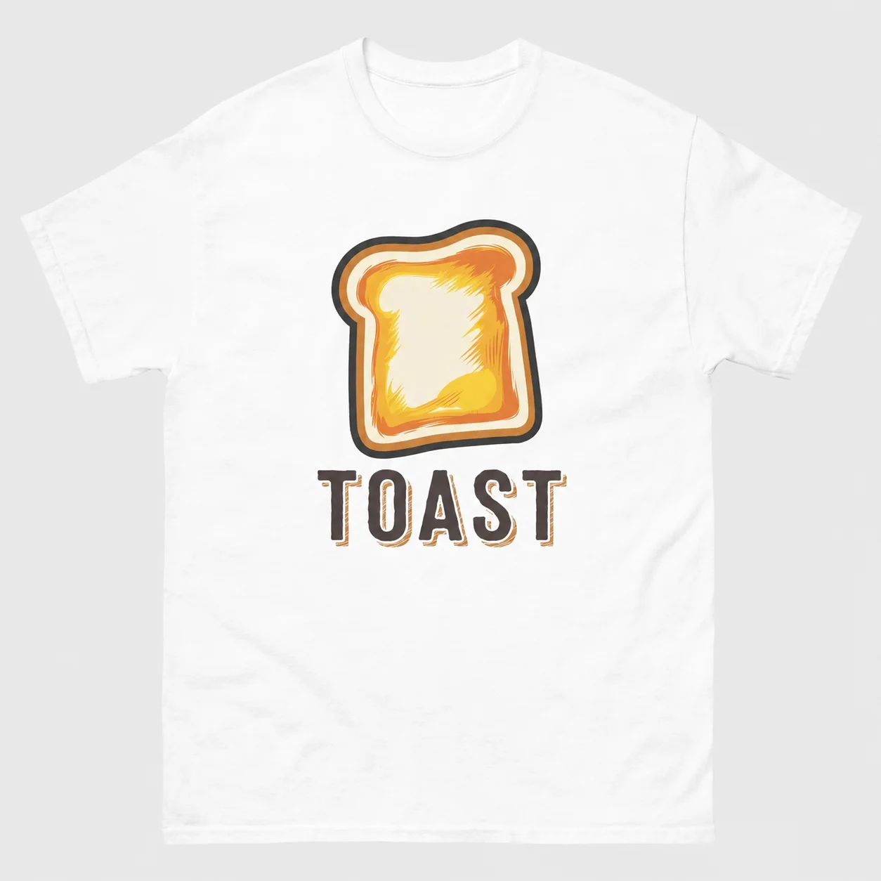 Funny Toast Lover Cartoon T-Shirt Foodie Gift for Breakfast Fans Printed Pure Cotton T Shirt Men's and Women's Summer Streetwear
