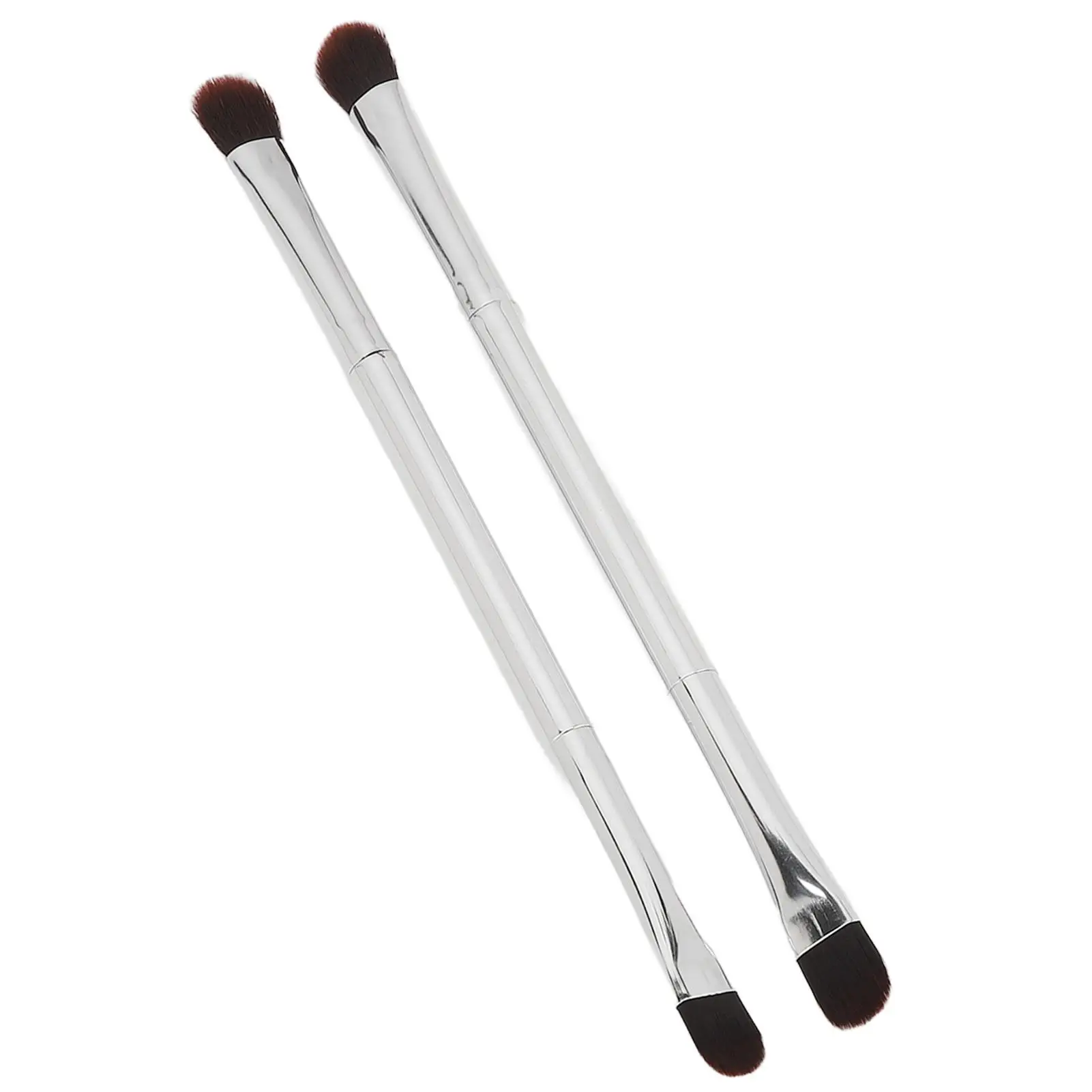 2pcs Silver Double-Ended Eyeshadow Brush Set - Professional Soft  Concealer Makeup Tools