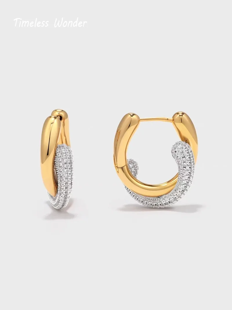 

Timeless Wonder Fancy Crystal Zircon Geo Knot Stud Earrings for Women Designer Fashion Jewelry Luxury Top Rare Gift Sweet 3612