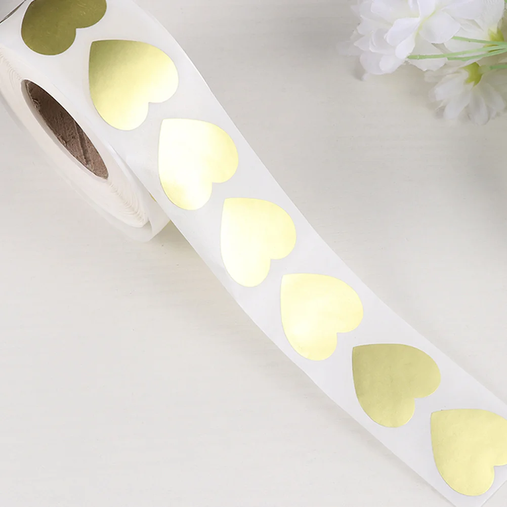 

4 Rolls Heart Sticker Gift Self Adhesive Wedding Small Stickers Labels Household Removable Shape