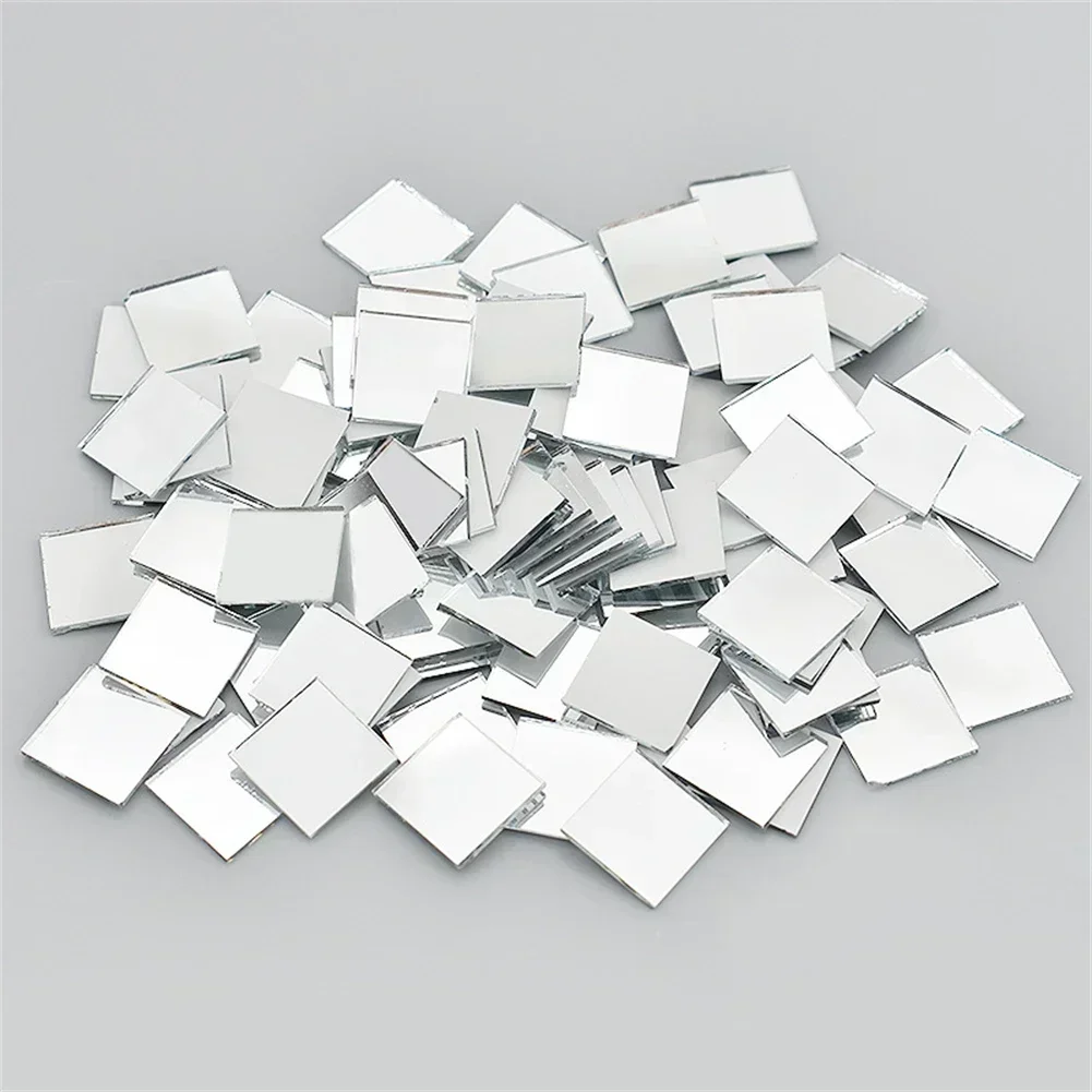100Pcs Glass Mirror Mosaic  Small Square Tiles DIY Self Adhesive Wall Sticker Craft Wall Artwork Home Decoration 10x10mm