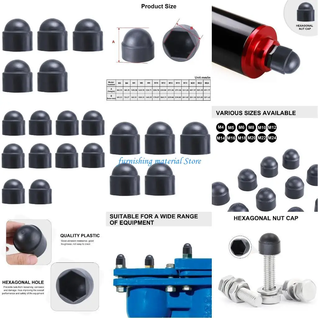 

Y5GD Plastic Screw Cover Caps Hexagon Head Protections Protective Dome Caps set Easy Installs Screw Caps Suitable for Bolts