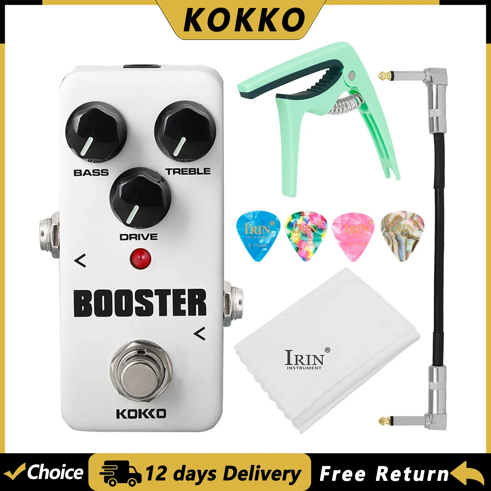 

KOKKO FBS-2 Band Eq Booster Педаль эффектов для гитары Двухсегментное устройство эффектов Eq True Bypass Запчасти и аксессуары для электрогитары