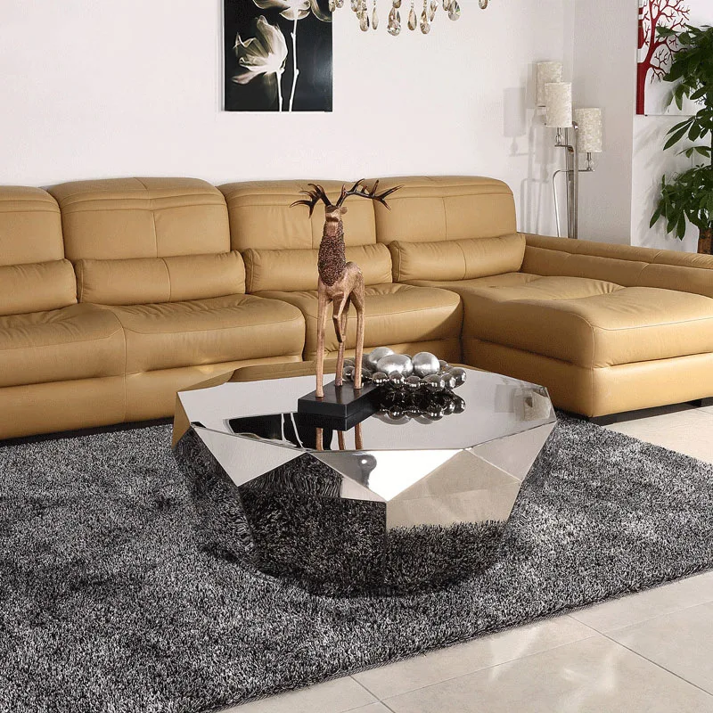 طاولة قهوة ماسية من الفولاذ المقاوم للصدأ، فندق غرفة المعيشة على الموضة الإبداعية الحديثة