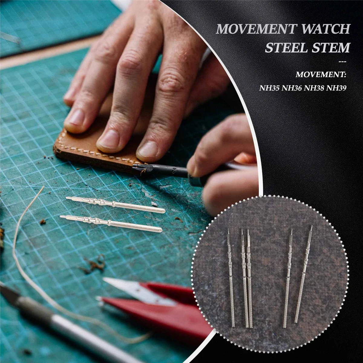 AT415 шт., комплект часов со стальным стержнем и короной, детали для часов NH35 NH36 NH38 NH39, запасные части для часов с механизмом