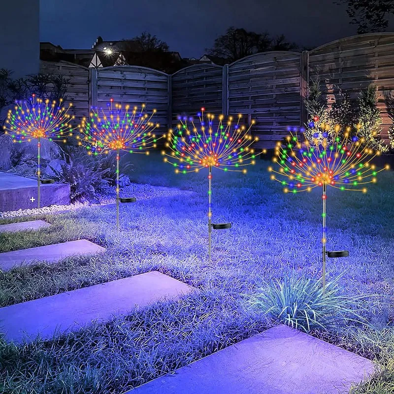 

4 PCS 120 LED Outdoor Solar Garden Decorative Lights IP65 Waterproof String With Rainbow Tube
