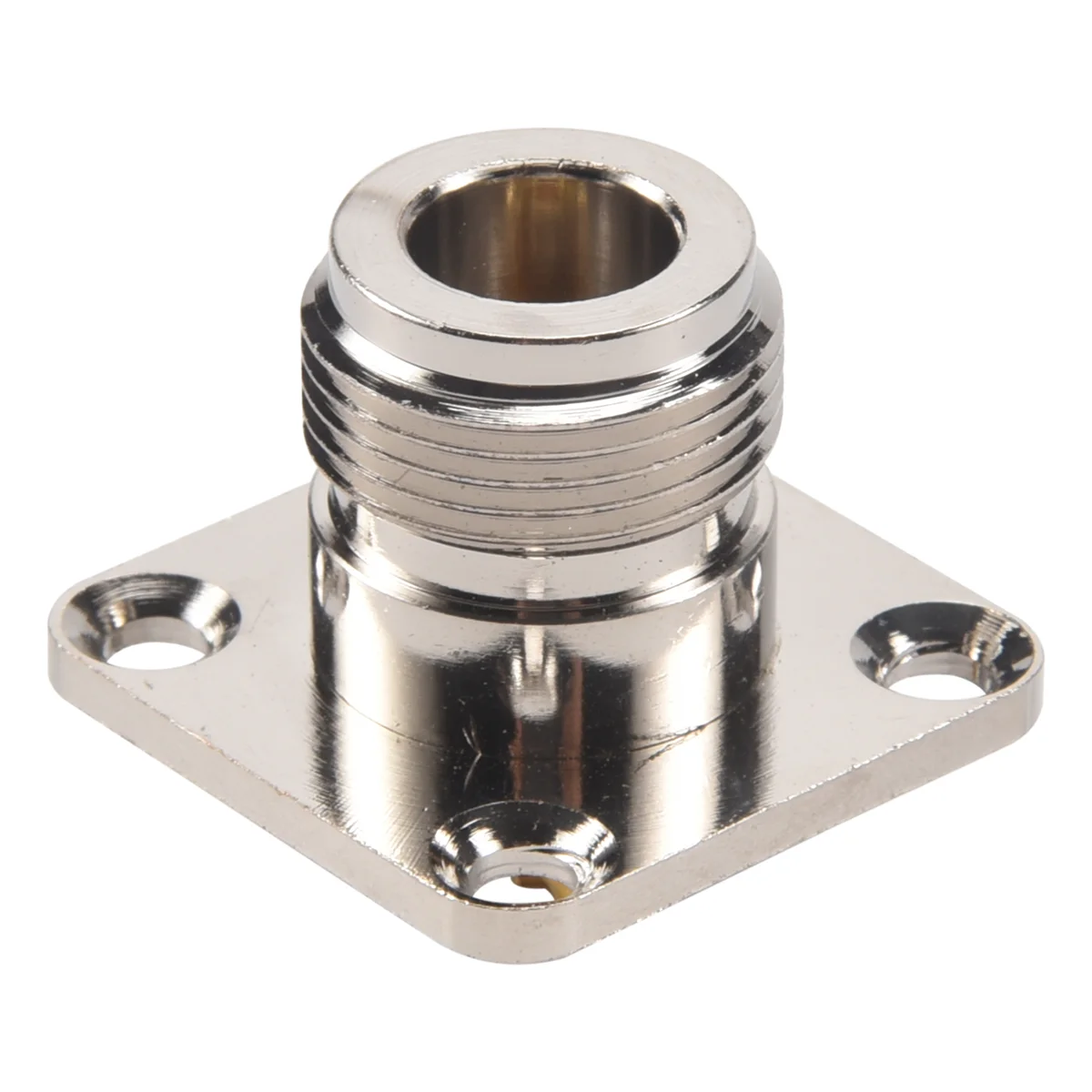N-Typ-Buchse, HF-Koax-Stecker, 4-Loch-Panelmontage mit Lötbecher, Silber