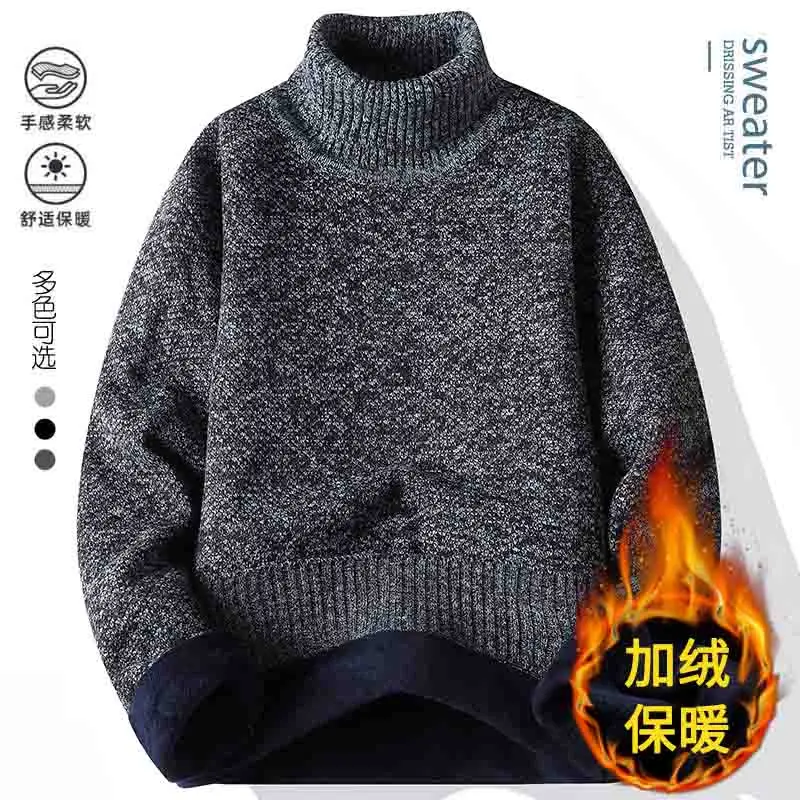 

Winter High Neck Thick Warm Sweater Men Turtleneck Brand Mens Thickened Sweaters Slim Fit Pullover Men Knitwear