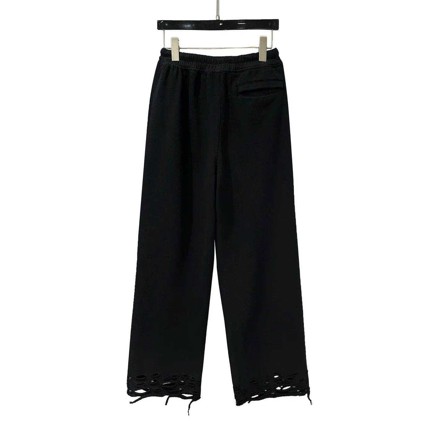 High Street RO Dark Style 2025 Men's Cotton 100% New Elastic Waistband Drawstring Ripped Pants Straight Leg Casual Pants