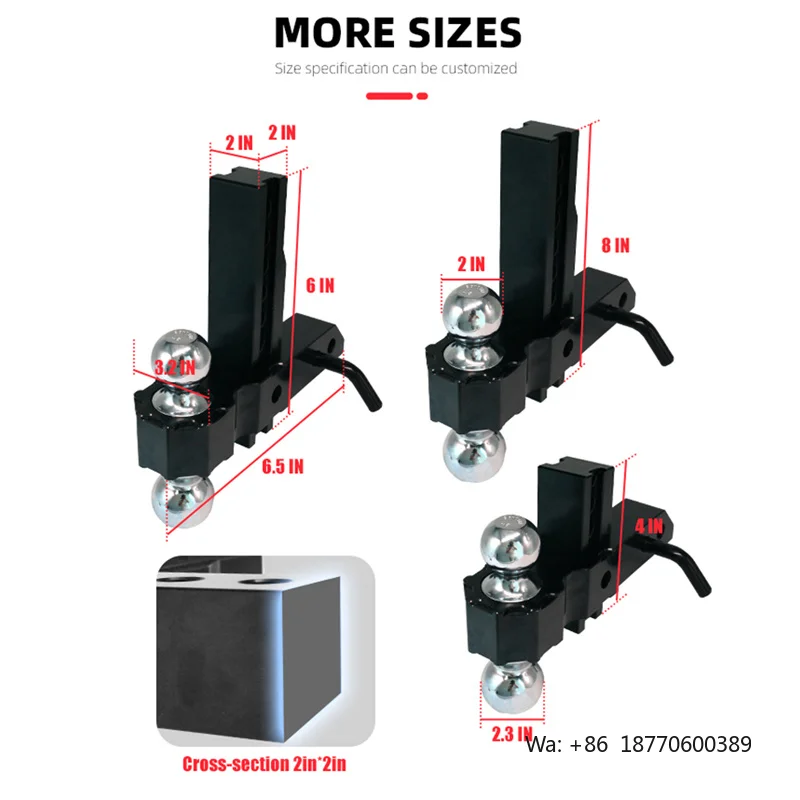 Reasonable Price 3Ton Multi-Use Trailer Hitch Ball Mount Pintle Hook and Hitch Receiver With 2-Inch Hitch Ball