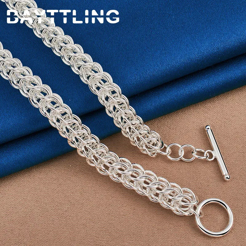 

925 Sterling Silver 18 Inches Charm Braided Men Necklace For Women Fashion Wedding Engagement Gift Jewelry Party