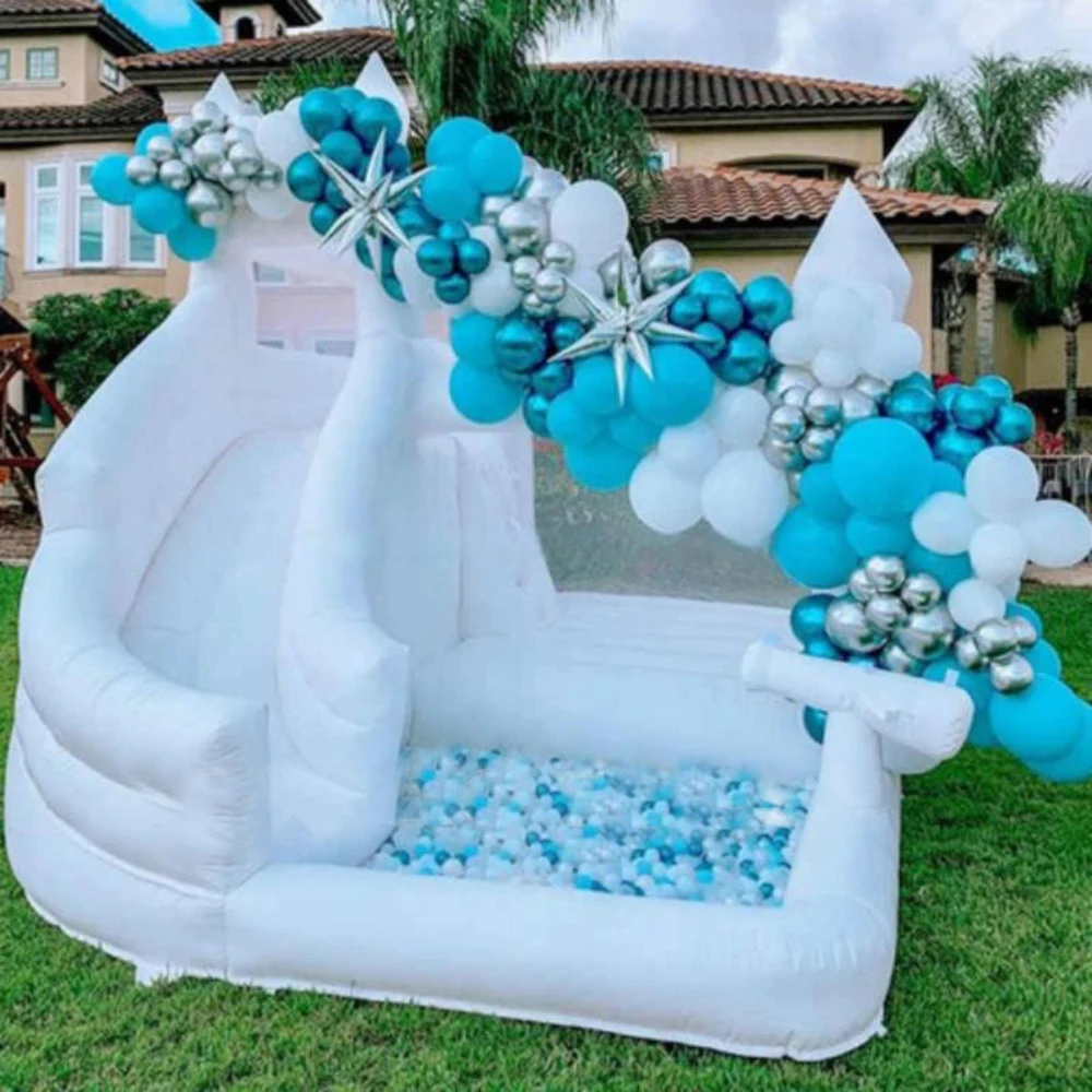 Commercial Inflatable Jump House Wedding Bouncy Castle  with ball pit With Slide Combo Inflatable white Bounce House Combine