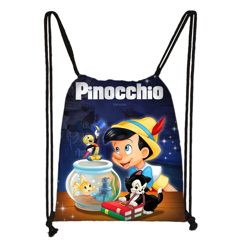 Pinocho-Bolso de compras de gran capacidad con cordón para mujer, mochila informal para adolescentes, bolsas de playa de viaje portátiles