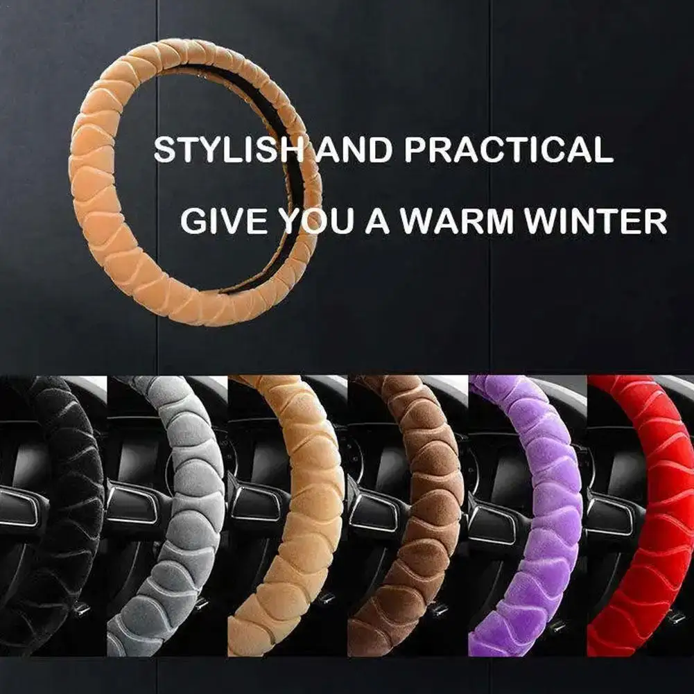 Winter Warm Plush Car Steering Wheel Cover Universal 37-38cm Steering Wheel Cover For Car Auto Interior Accessories 7Colors