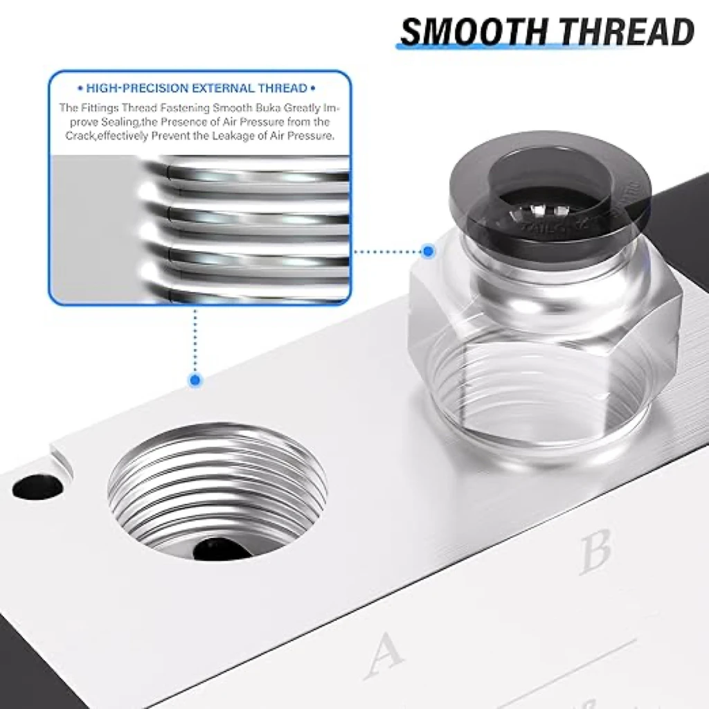 Электромагнитный клапан 4H210-08 5/2 Way Pneumatic Hand Lever Valve Kit with 3 Fittings + 2 Mufflers + PTFE Tape Пневматика — деталь 4