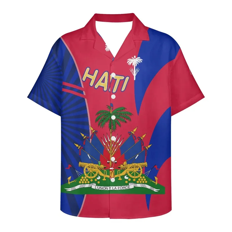 New 3D Haiti Island Flag Emblem Printing Shirts Children Fashion Streetwear Short Shirts Men Summer Hawaiian Vintage Clothes Top