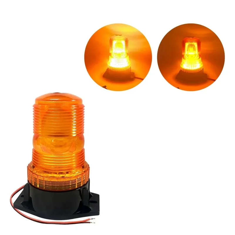 Amber Flash Beacon Warning Light DC 10-110V IP65 5W 50000h ABS Cover Base Safety Lamp Forklift Engineering Vehicle Accessories