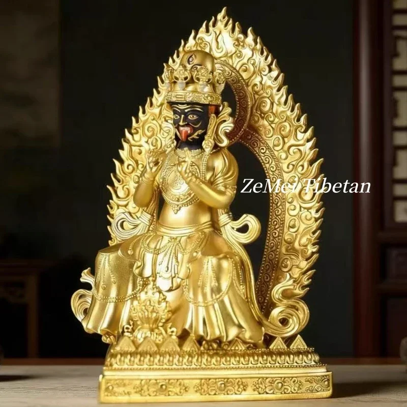 Tibetan-Style Brass Zha Ji Lam Buddha Statue, Buddhist Item Altars Desktop Decorative, Mini 10cm Wealth God With Open FaceX15