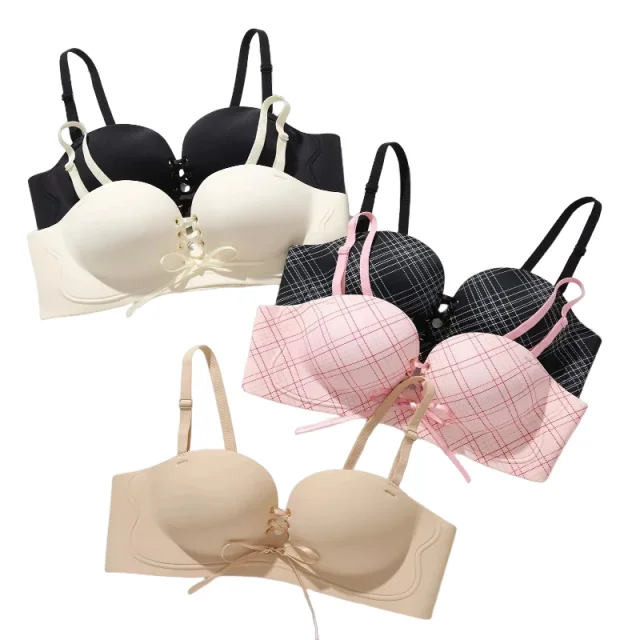 KUCLUT Schöner Rücken-BH für Frauen mit kleinen Brüsten, Push-Up-BH mit Kordelzug, sexy schöner Rücken-BH ohne Draht