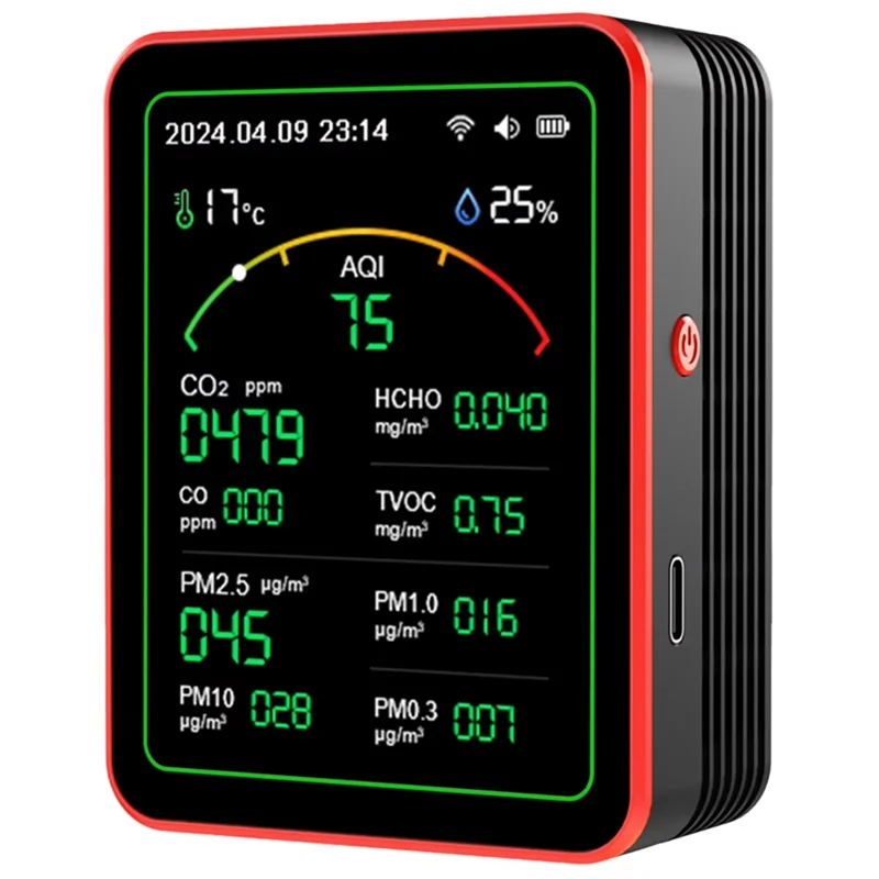 ABFI Tuya Wifi 15 en 1 AQI PM0.3 PM1.0 PM2.5 PM10 moniteur de qualité de l'air intérieur testeur Portable température 4800Mah APP contrôle