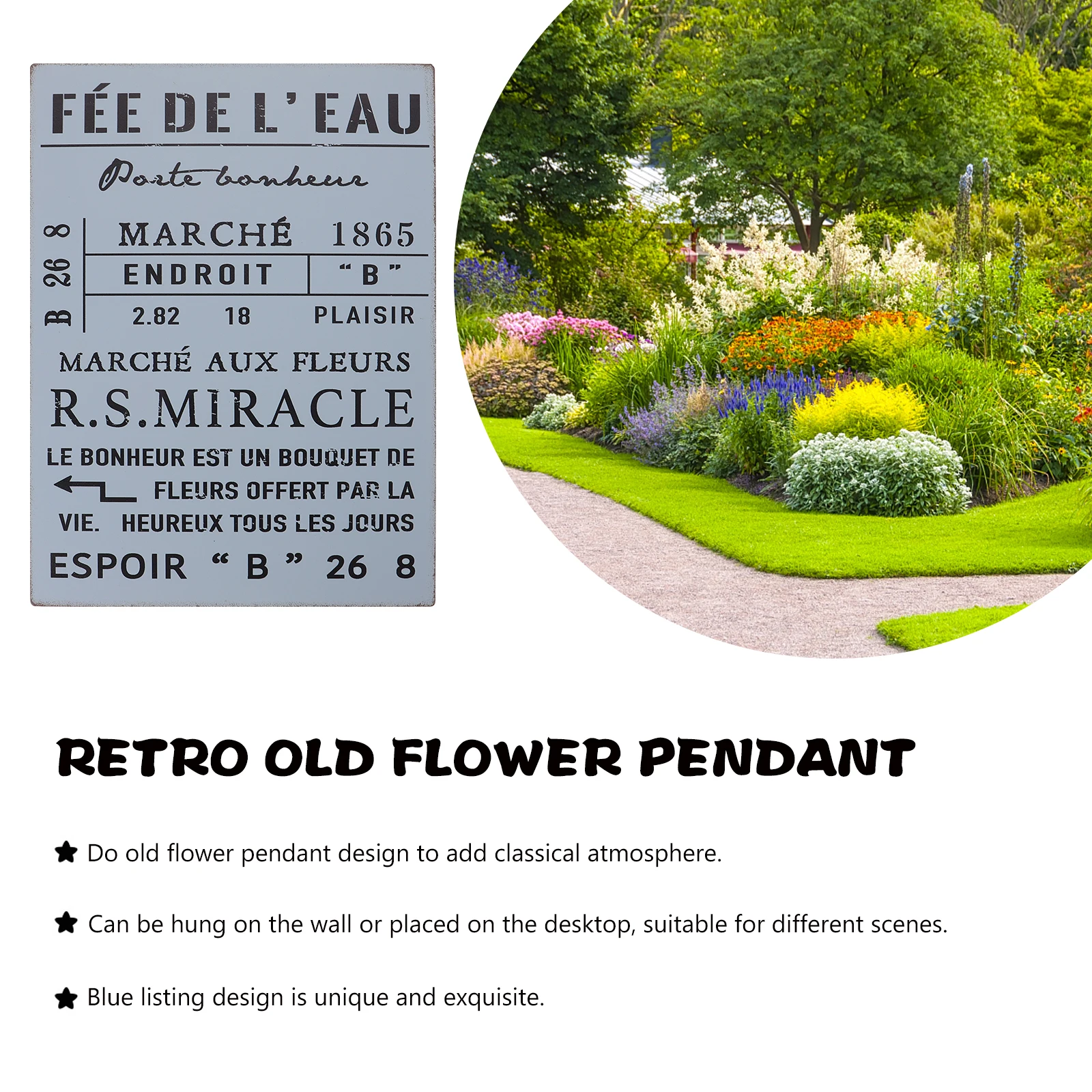 

Iron Retro Flower Arrangement Sign Decor Durable Garden Accessory Hanging Wall Pot Vintage Decorative Windmill