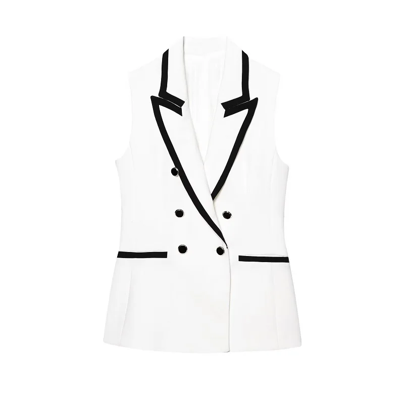 MUJER White Women's Suit Sleeveless Vest 2 Pieces Set for Woman Summer Bermuda Shorts for Women Holiday Outfits Shorts Women Set
