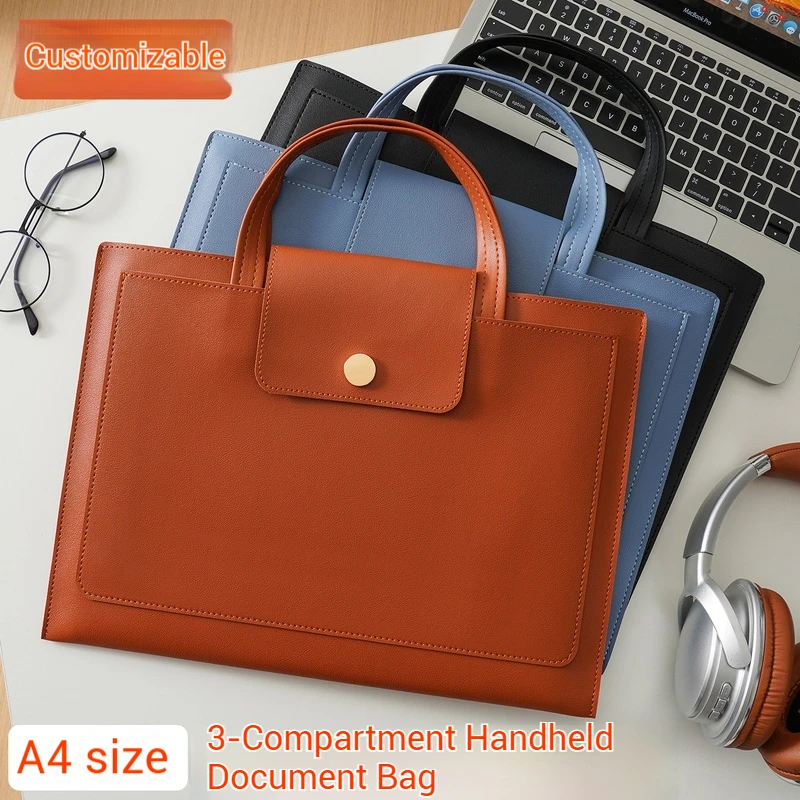 

Luxury Pu Leather A4 Briefcase Large Capacity Business File Bags Business Trip Laptop Bag Notebook Computer Bags Pocket Folders
