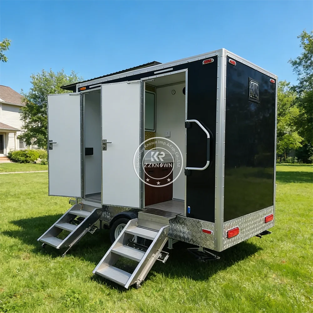 Luxury Portable Toilet Trailer Mobile Shower Restroom Customized Mobile Bathroom Trailer Smart Camping Toilet Trailer