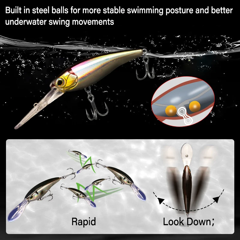 Señuelo Crankbait Wobbler Minnow para lubina y lucio en agua salada - imagen 3