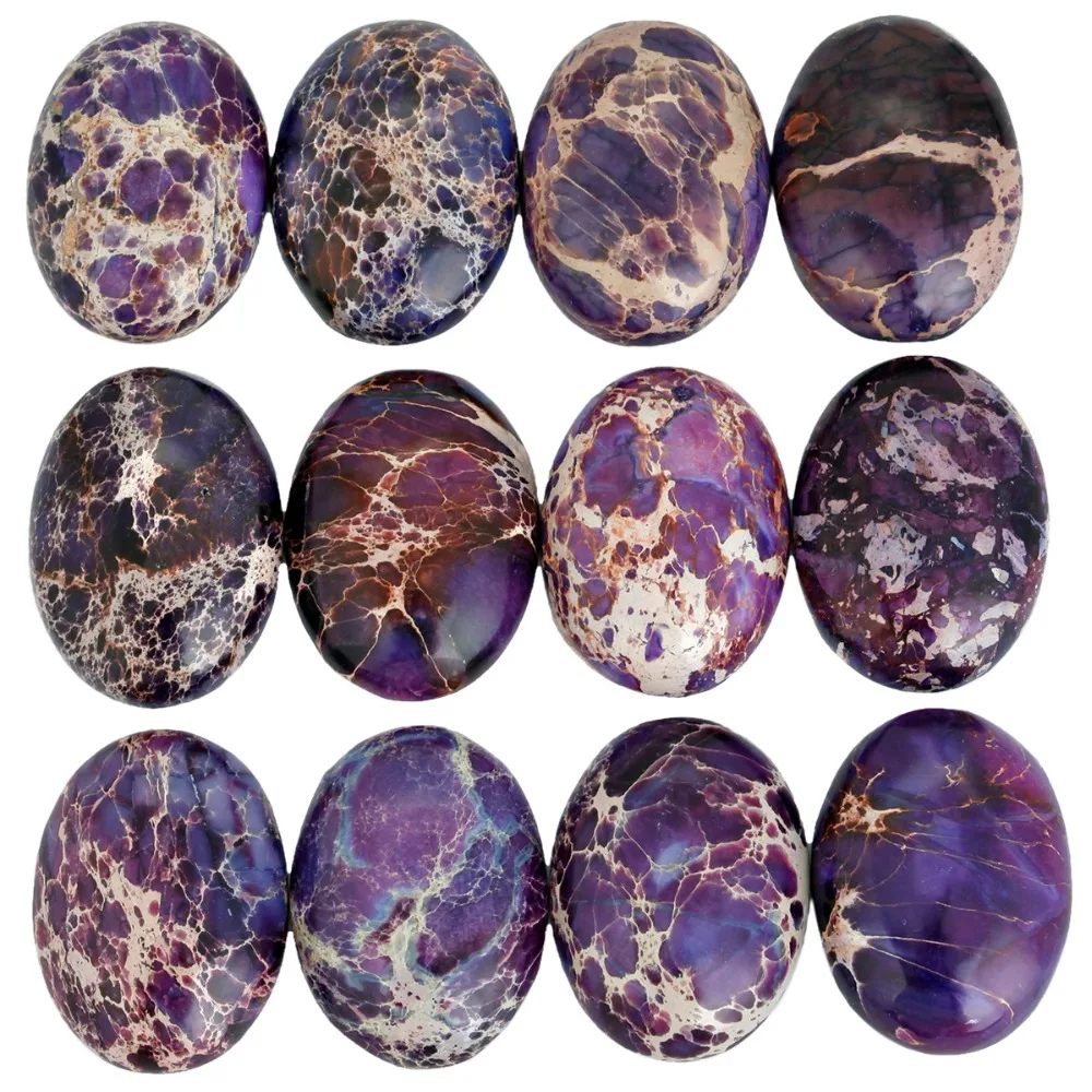 TUMBEELLUWA 1Lot (5Pcs) 22x30mm Purple Sea Sediment Jasper Oval CAB Cabochon Flatback Stone for Jewelry Making