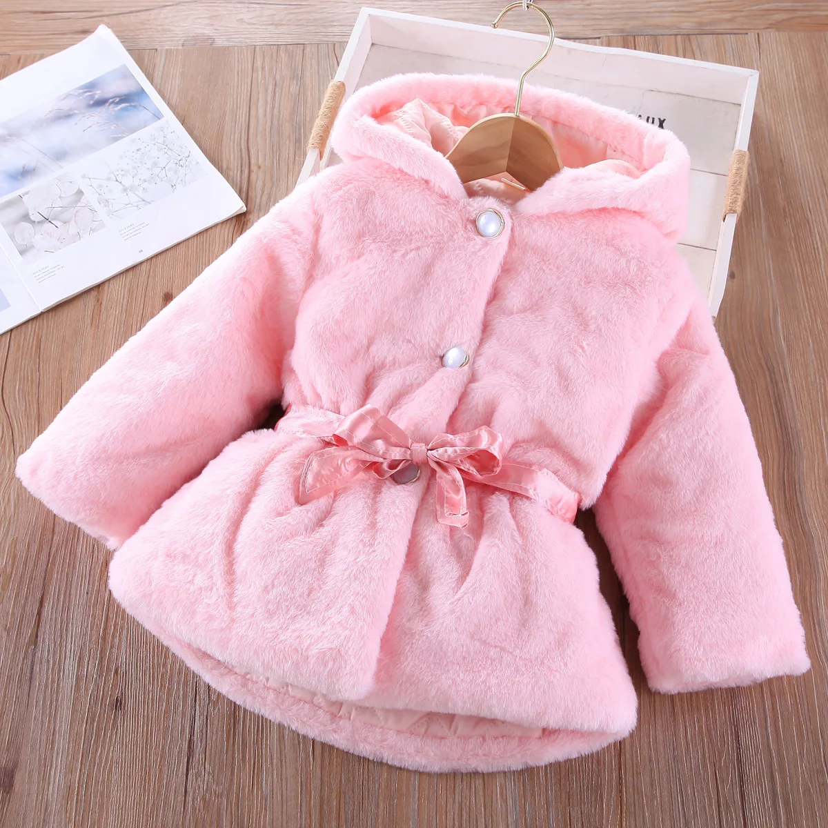 

Меховые пальто для девочек, зимние детские толстые бархатные толстовки с капюшоном, куртки для маленьких девочек, теплая одежда, детские пуховые топы, верхняя одежда на открытом воздухе 4, 5, 6 лет