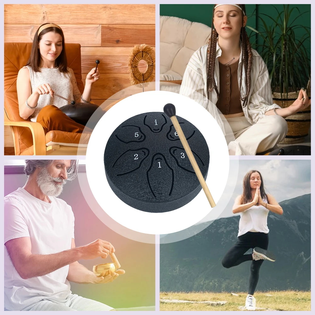 Steel Tongue Drum Portable Rain Drum Hand Pan Drum Percussion Musical Instruments 3 Inch 6 Notes For Yoga Meditation Musical Toy