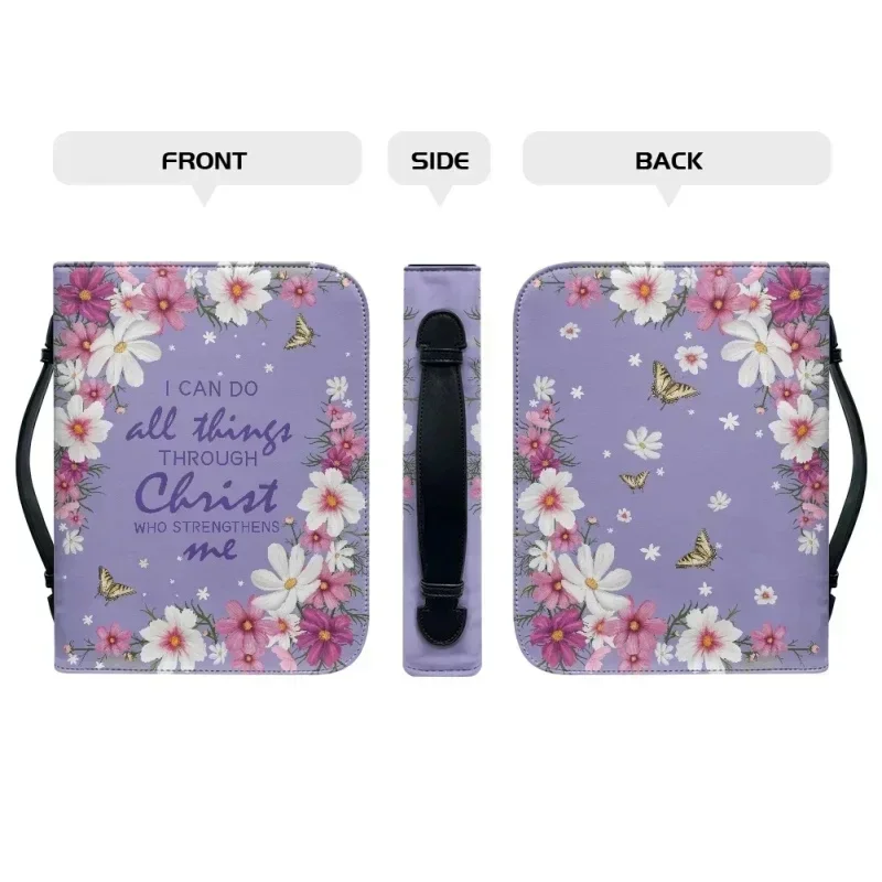 

Красивый чехол для Библии с 3D-дизайном в виде цветочного креста, христианские сумки для женщин, повседневные сумки с ручкой для священных книг, коробки для изучения Священного Писания