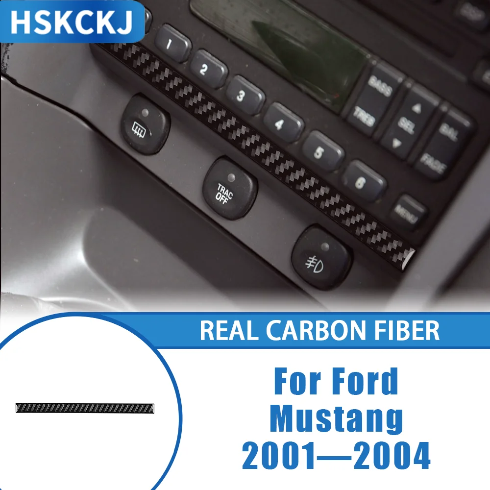 

Carbon Fiber CD Radio Panel Bottom Strip Cover Trim Modified Sticker Interior Car Accessories Decals For Ford Mustang 2001—2004