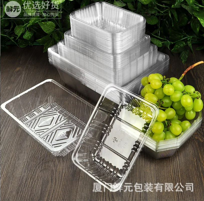 【Wholesale】100pcsDisposable PET fruit box without lid fruit packing box 1813H4 plastic transparent fresh tray