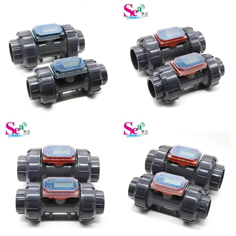 ANSI 60.3mm PVC Turbine Flowmeter 60-1160PM BT01 Series Battery Electronic Display Water Flow Counter Paddle Wheel Flow