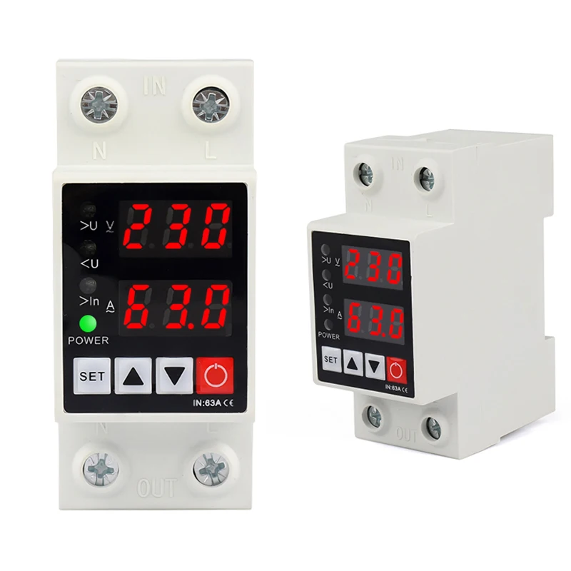 [Dual display]40A/63A automatic reclosing overvoltage and undervoltage protector overload current limiting protection
