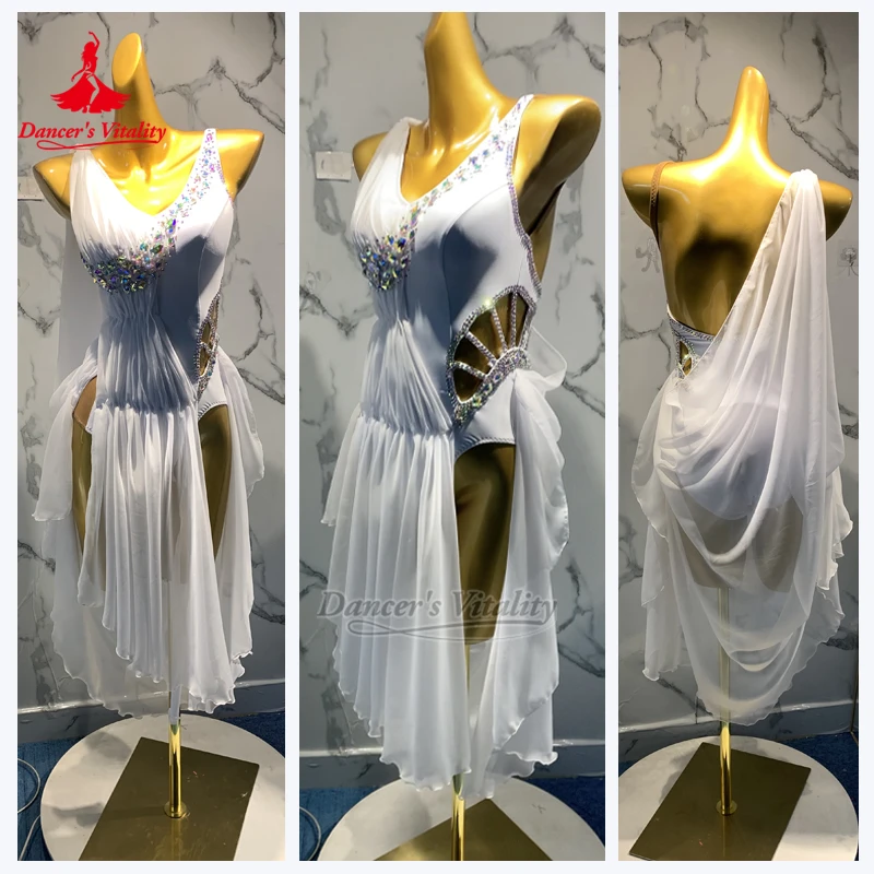 

Adult Chacha Samba Rumba Luxurious AB Stones Sleeveless Sexy Dresses High-grade Customized Dancer's Vitality Latin Dance Clothes