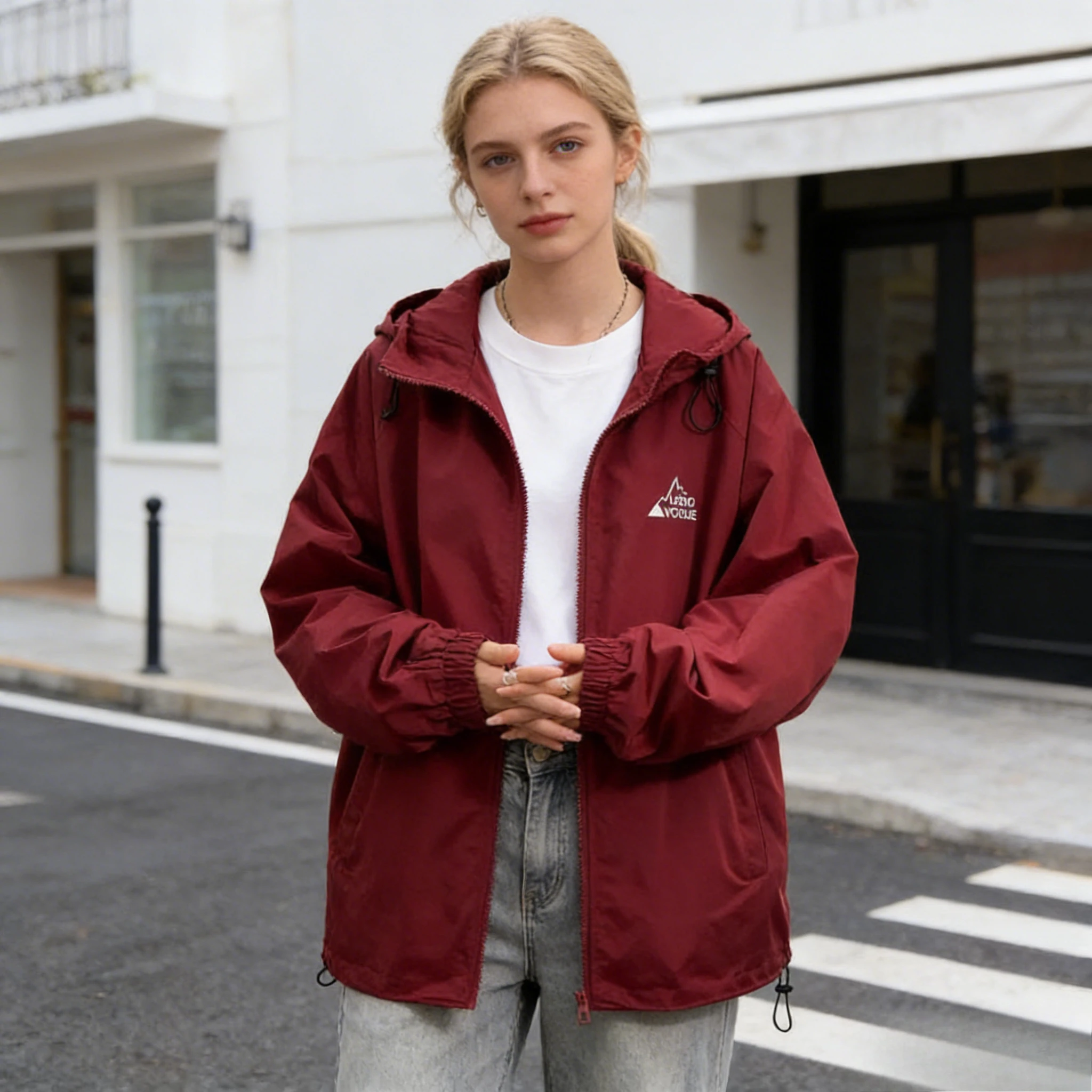 Damen Outdoor-Jacke 2026 Neu Amerikanisch Retro Frühling und Herbst Lässige Lockere Stick-Jacke Oberbekleidung