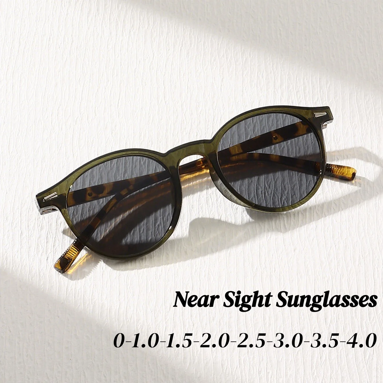 Korean Version Ultra Light Myopia Sunglasses Women Men Fashion Round Frame Near Sight Eyeglasses UV-Protective Sunglasses -2.0