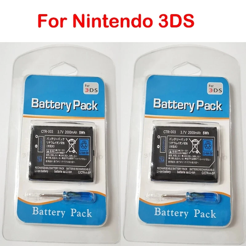 1/2pcs 2000mAh 3.7V CTR-003 Rechargeable Lithium-ion Batterie Pack pour Nintendo 3DS Contrôleur Remplacement Intégré Batterie