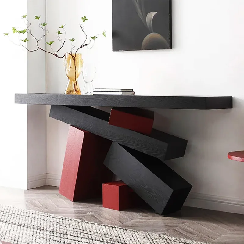 Italian color matching Entrance table Light luxury high-end feeling Entrance door Against the wall End view table Entrance table