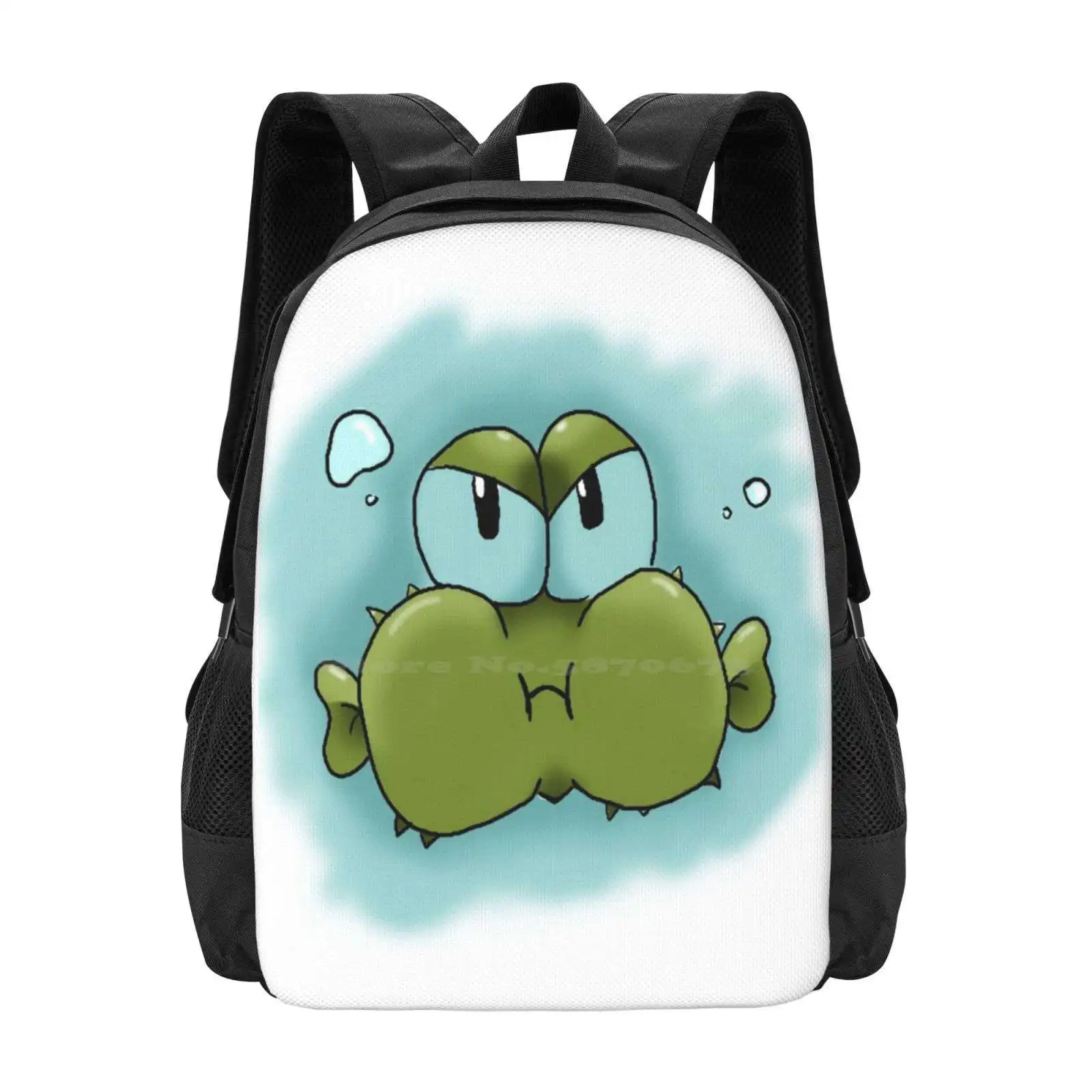 Angry Blub Teen College Student Backpack Pattern Design Bags Digitalart Fish Cartoon