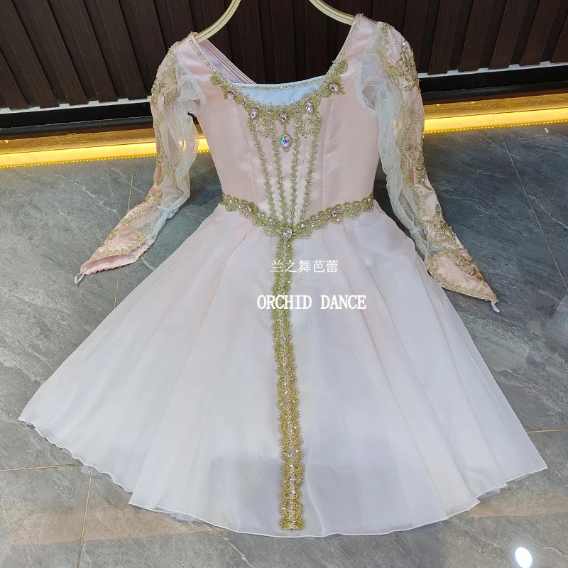BT2507014 High Quality Custom Size Kids Girls  Ballet Dance Performance Wear Gilsay Cream Long Romantic Tutu Dress