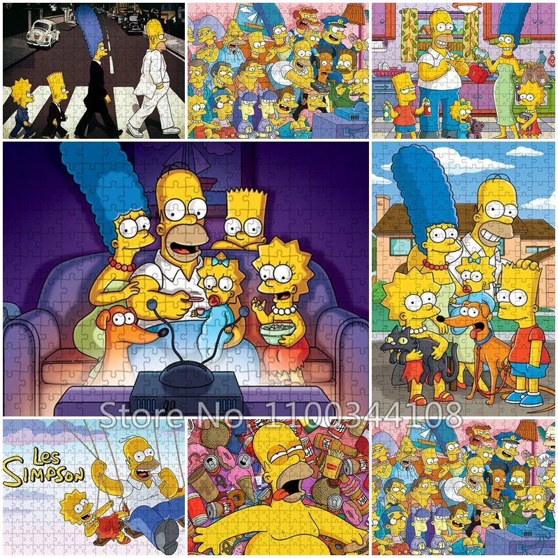 

The Simpsons Jigsaw Puzzle Disney 300/500/1000 Pieces Puzzles Handmade Collection Children's Cartoon Toys Family Leisure Games