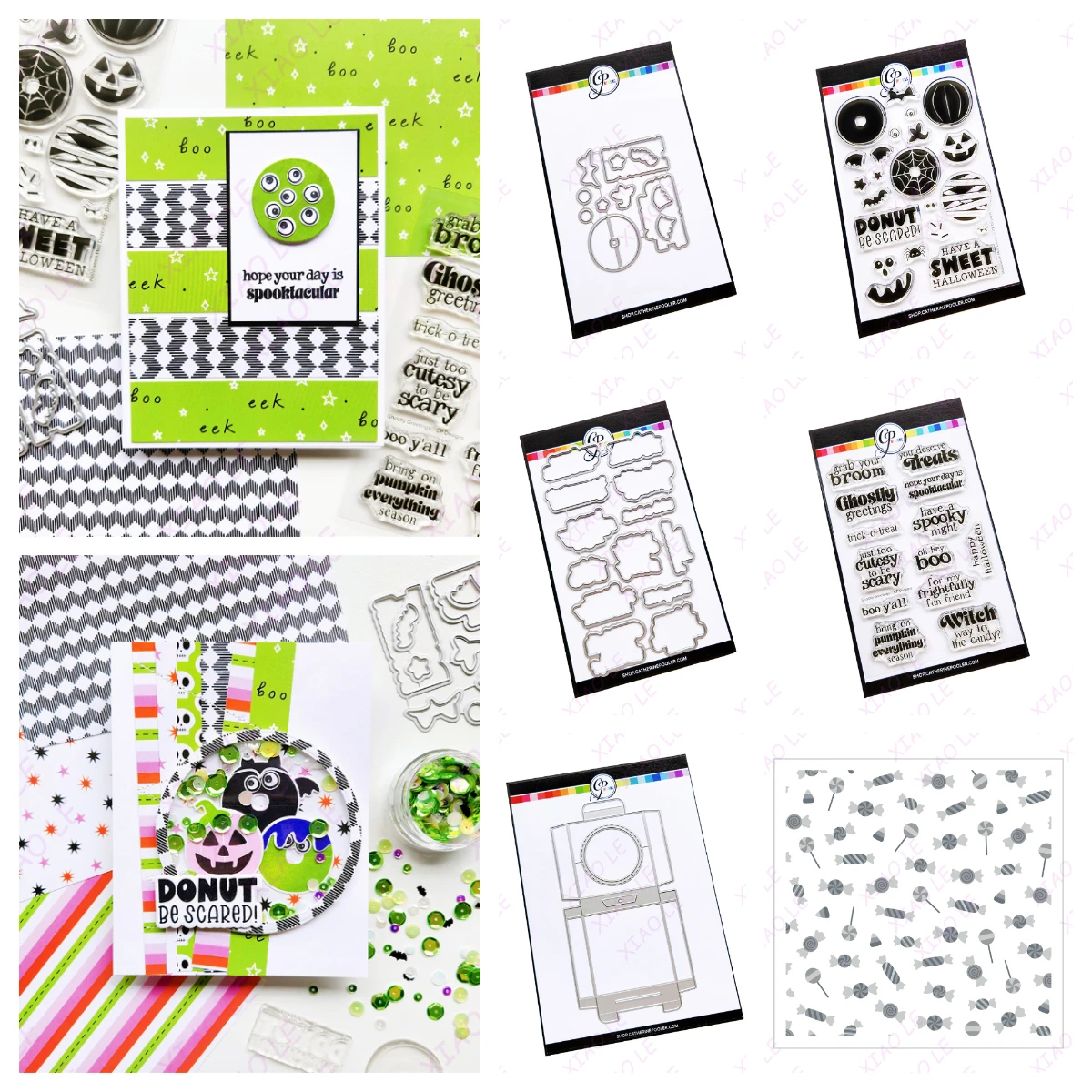 

Ghostly Greetings Sentiments Halloween Cutting Dies Stamps Scrapbook Diary Decoration Stencil Embossing Template DIY Greeting
