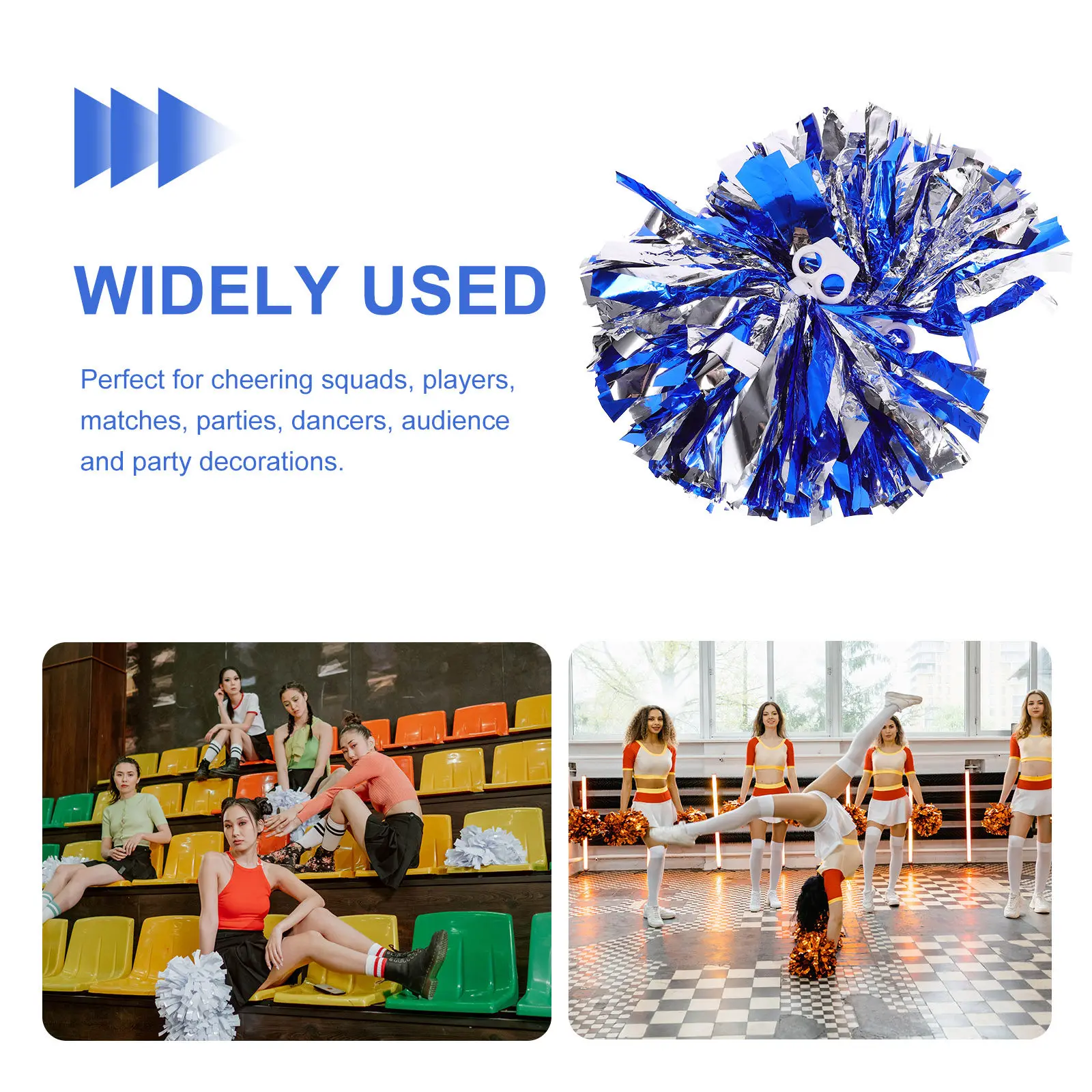 

4Pcs Cheer Pom Poms High Visibility Attractive Design Soft Grip Ring for Dancing Meeting School Rally Reusable