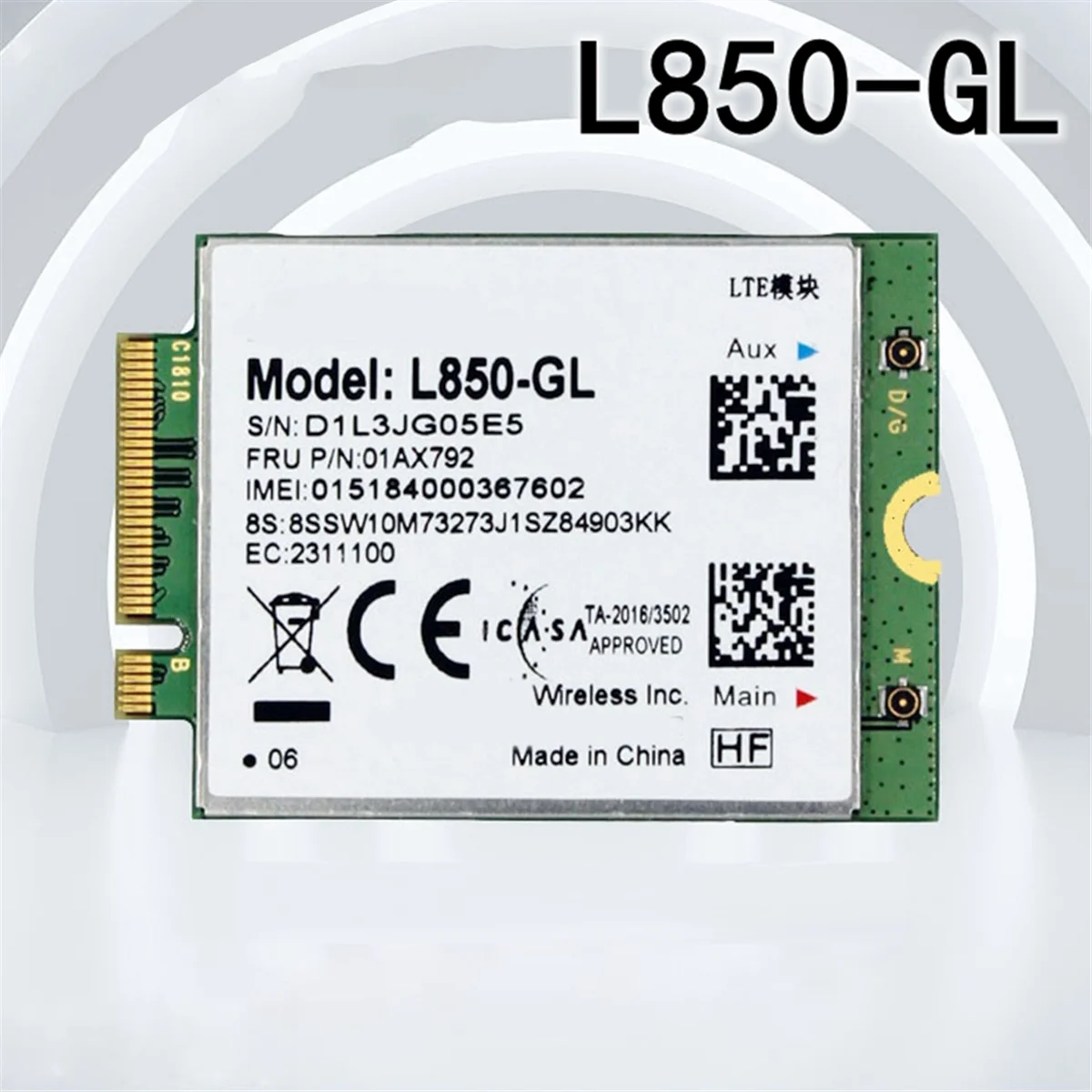 L850 Wifi Card + 2 Xantenne 01ax792 Ngff M.2 Module Voor