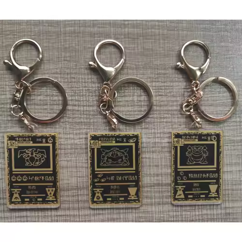 Pokemon Anime Small Card Key Chain Charizard Keychains Blastoise Venusaur Mewtwo Diy Acrylic Action Toy Figures Game Collection - Image 4